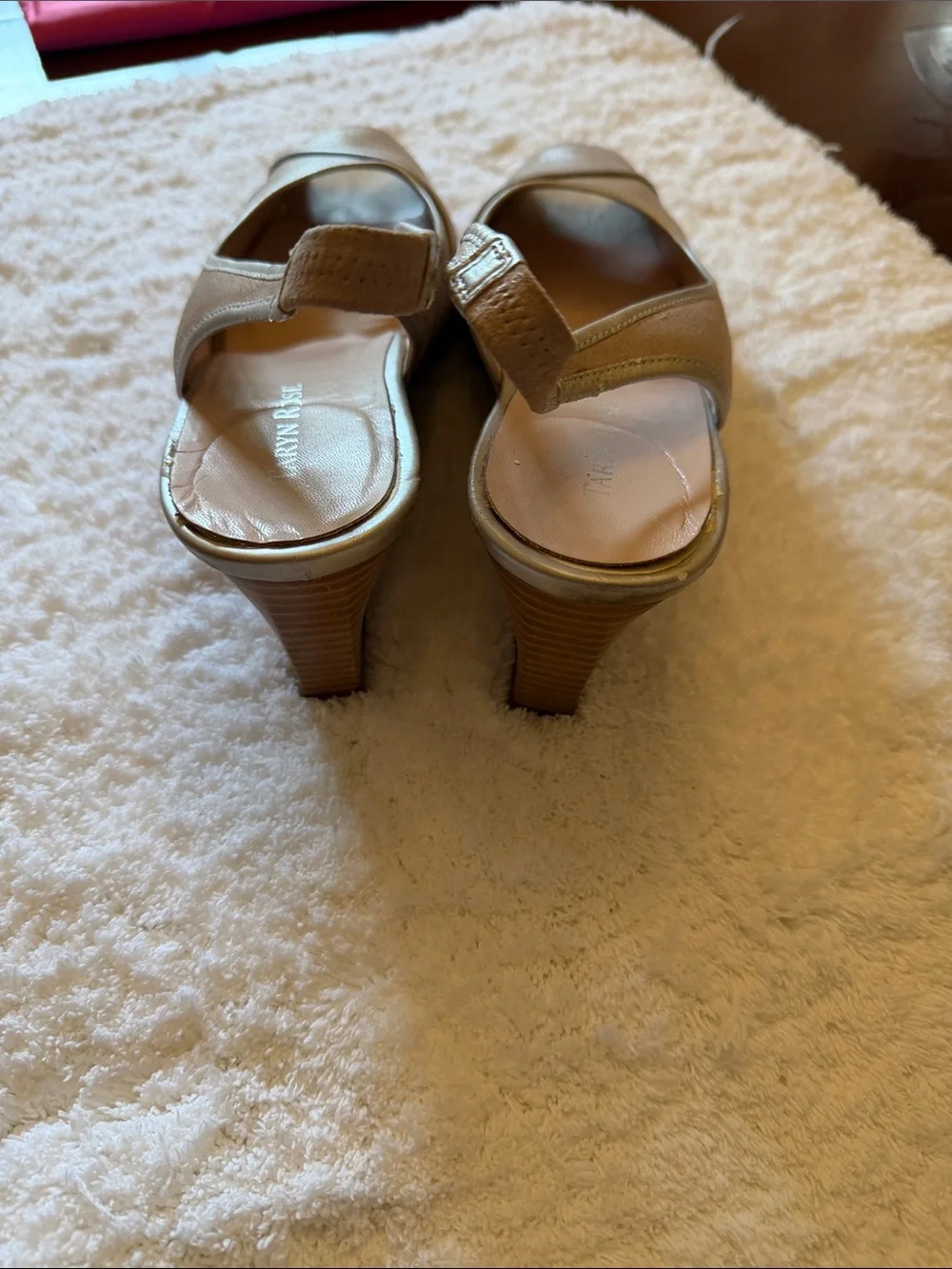 Taryn Rose Beige Peep-Toe Slingback Heels Size 10